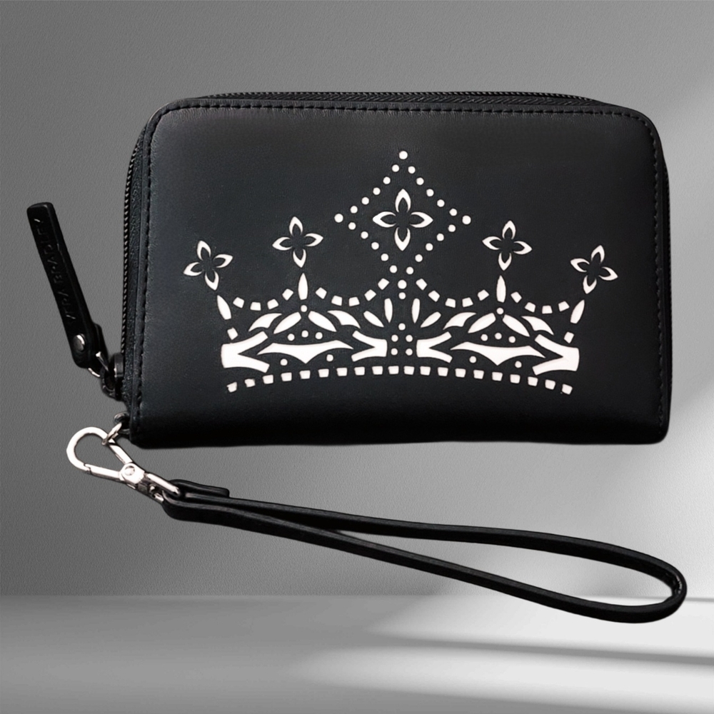 Vera Bradley Black Wristlet with Lasercut Crown Design